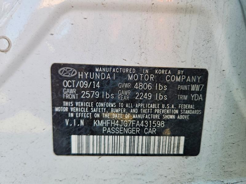 Продаж на аукціоні авто 2015 Hyundai Azera, vin: KMHFH4JG7FA431598, номер лоту: 50971036