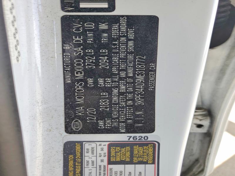 2021 Kia Forte მანქანა იყიდება აუქციონზე, vin: 3KPF34AD9ME318772, აუქციონის ნომერი: 50773256