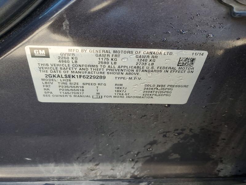 50695686 :رقم المزاد ، 2GKALSEK1F6229289 vin ، 2015 Gmc Terrain مزاد بيع