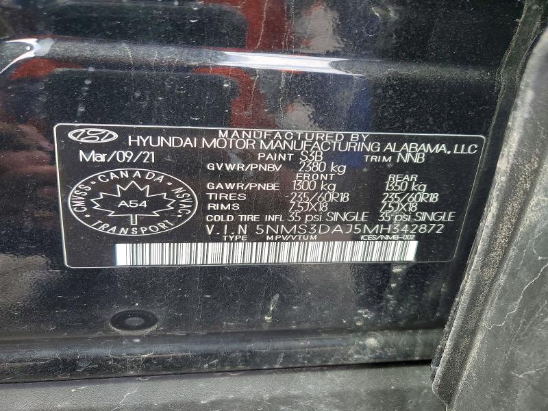 Продаж на аукціоні авто 2021 Hyundai Santa Fe, vin: 5NMS3DAJ5MH342872, номер лоту: 50826796