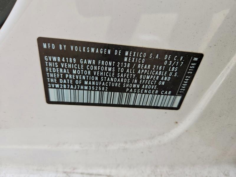 2017 Volkswagen Jetta მანქანა იყიდება აუქციონზე, vin: 3VW2B7AJ7HM352582, აუქციონის ნომერი: 51533006