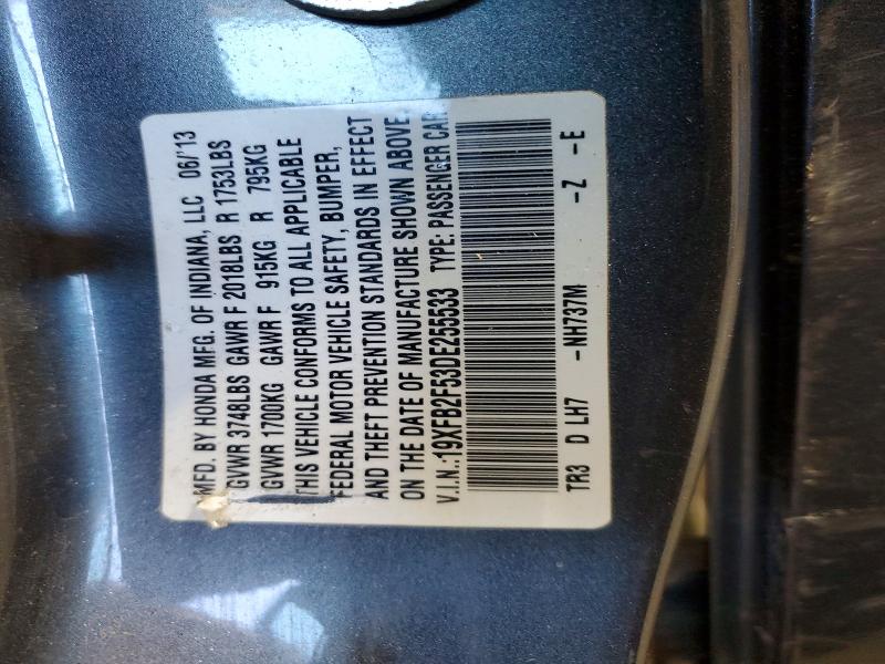 Продаж на аукціоні авто 2013 Honda Civic, vin: 19XFB2F53DE255533, номер лоту: 51568196