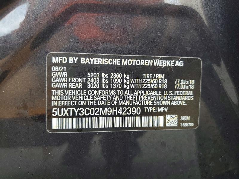 Продаж на аукціоні авто 2021 Bmw X3, vin: 5UXTY3C02M9H42390, номер лоту: 50234516
