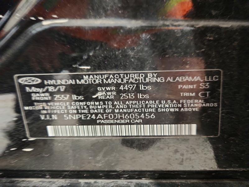 Auction sale of the 2018 Hyundai Sonata, vin: 5NPE24AF0JH605456, lot number: 49579996