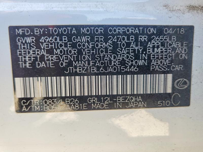 50079136 :رقم المزاد ، JTHBZ1BL6JA015446 vin ، 2018 Lexus Gs 350 مزاد بيع