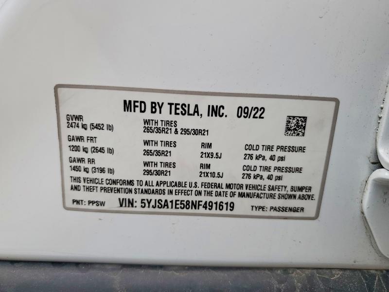 Продажа на аукционе авто 2022 Tesla Mod, vin: 5YJSA1E58NF491619, номер лота: 49326996