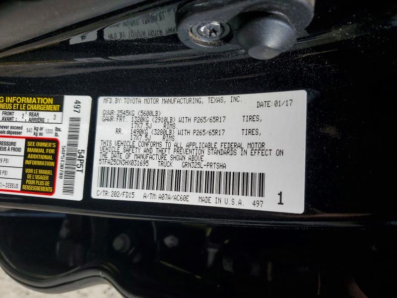 2017 Toyota Tacoma მანქანა იყიდება აუქციონზე, vin: 5TFAZ5CN3HX031695, აუქციონის ნომერი: 49259666