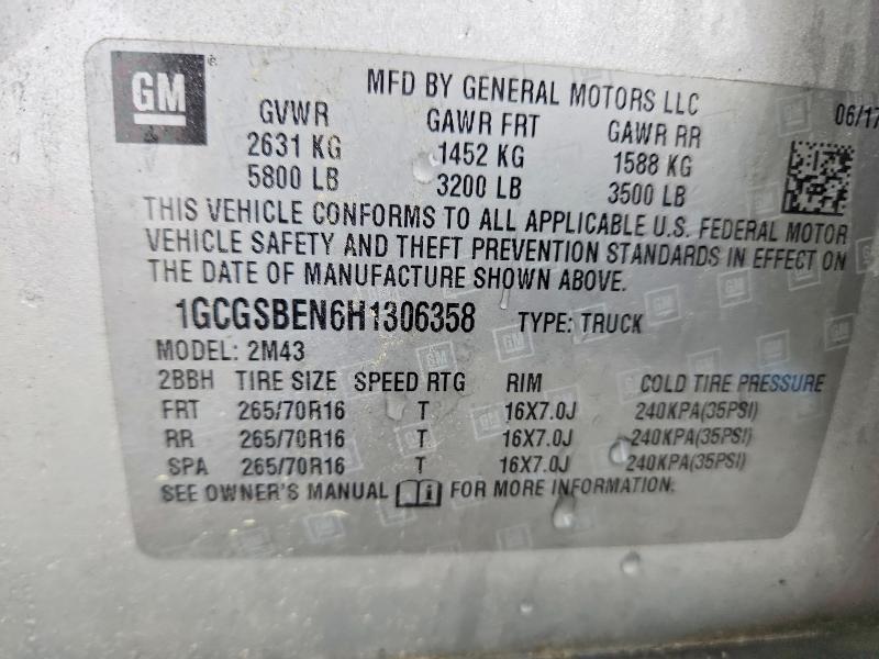 Продаж на аукціоні авто 2017 Chev Colorado, vin: 1GCGSBEN6H1306358, номер лоту: 51467066