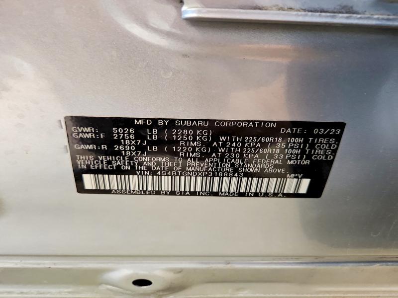 Продажа на аукционе авто 2023 Subaru Outback, vin: 4S4BTGNDXP3188843, номер лота: 49539906