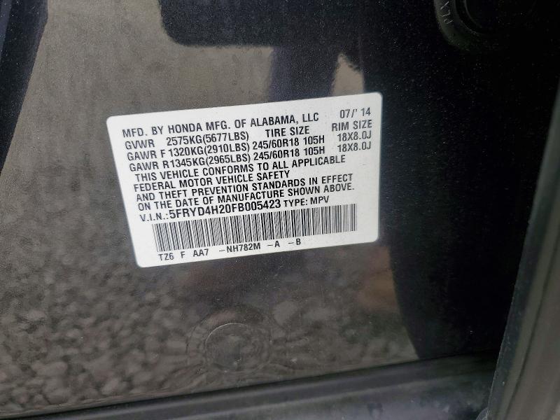 49865516 :رقم المزاد ، 5FRYD4H20FB005423 vin ، 2015 Acura Mdx مزاد بيع