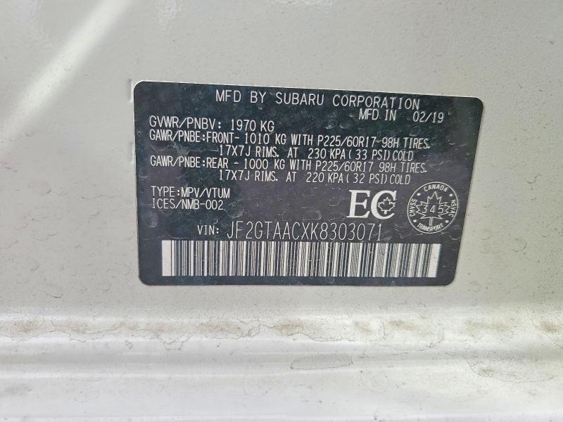 Продажа на аукционе авто 2019 Subaru Crosstrek, vin: JF2GTAACXK8303071, номер лота: 49381056