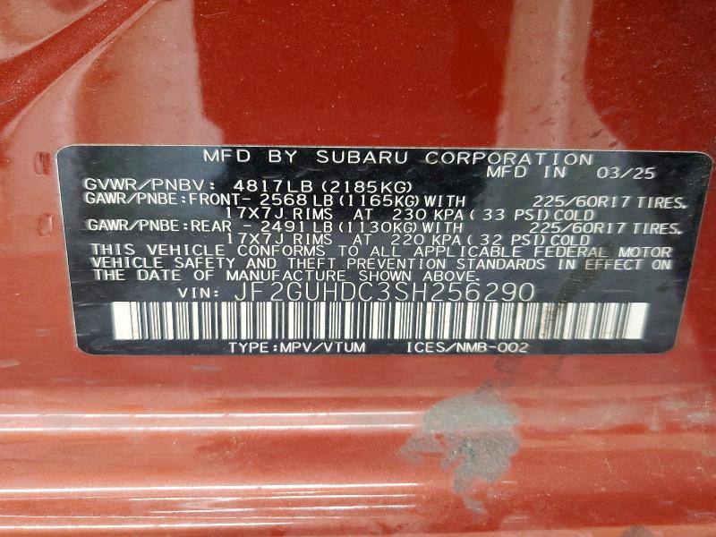 Продажа на аукционе авто 2025 Subaru Crosstrek, vin: JF2GUHDC3SH256290, номер лота: 51090916