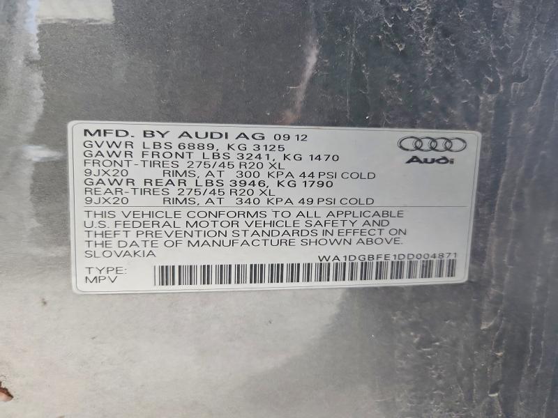 50777336 :رقم المزاد ، WA1DGBFE1DD004871 vin ، 2013 Audi Q7 مزاد بيع