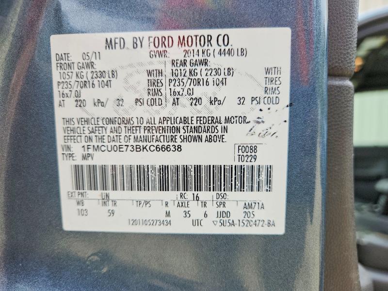 Продаж на аукціоні авто 2011 Ford Escape, vin: 1FMCU0E73BKC66638, номер лоту: 51257836