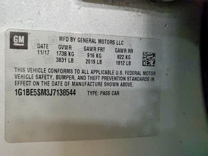 Продажа на аукционе авто 2018 Chevrolet Cruze, vin: 1G1BE5SM3J7138544, номер лота: 49181256