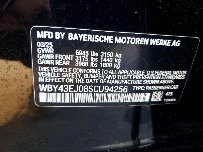 Продаж на аукціоні авто 2025 Bmw I7, vin: WBY43EJ08SCU94256, номер лоту: 49465086