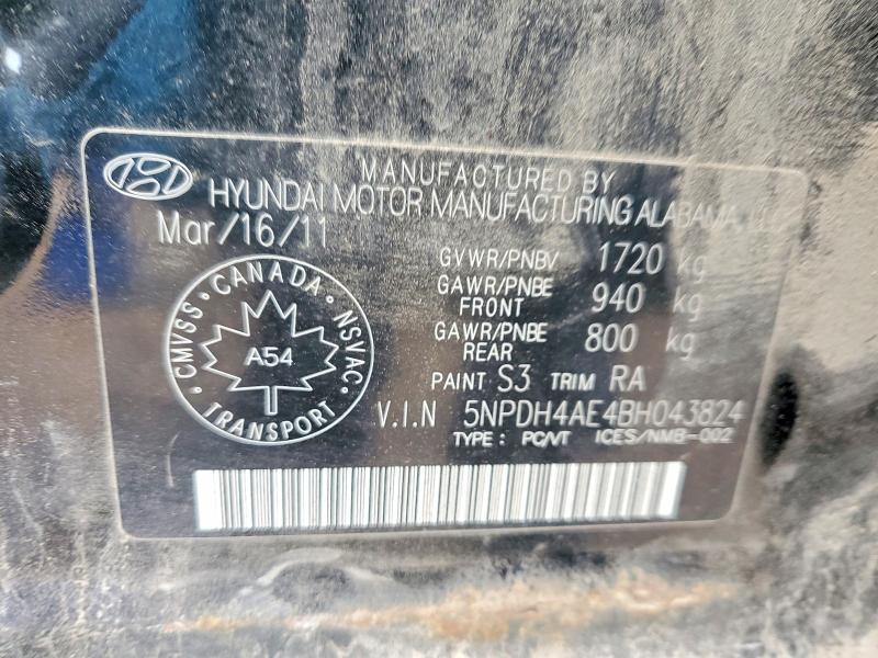 Aukcja sprzedaży 2011 Hyundai Elantra, vin: 5NPDH4AE4BH043824, numer aukcji: 48839616