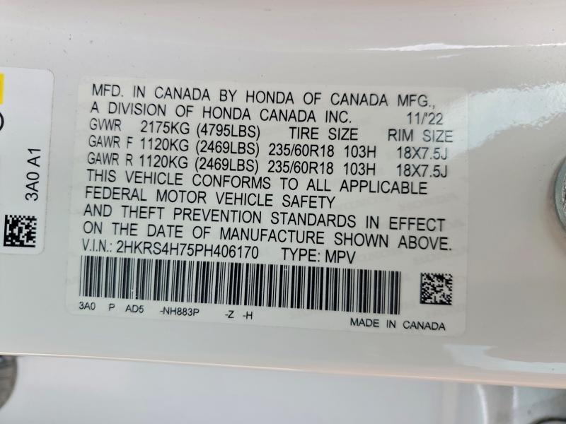 Продажа на аукционе авто 2023 Honda Cr-v, vin: 2HKRS4H75PH406170, номер лота: 50492826