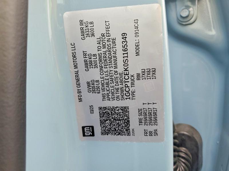 47366566 :رقم المزاد ، 1GCPTCEK0S1165349 vin ، 2025 Chevrolet Colorado مزاد بيع