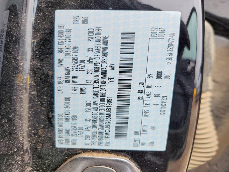 Aukcja sprzedaży 2021 Ford Escape, vin: 1FMCU9G65MUB19091, numer aukcji: 49561426