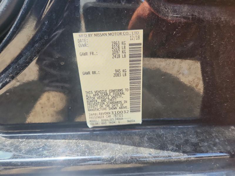Aukcja sprzedaży 2019 Nissan Altima, vin: 1N4BL4BV0KN310032, numer aukcji: 51419226