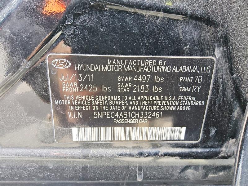 Продаж на аукціоні авто 2012 Hyundai Sonata, vin: 5NPEC4AB1CH332461, номер лоту: 50825266