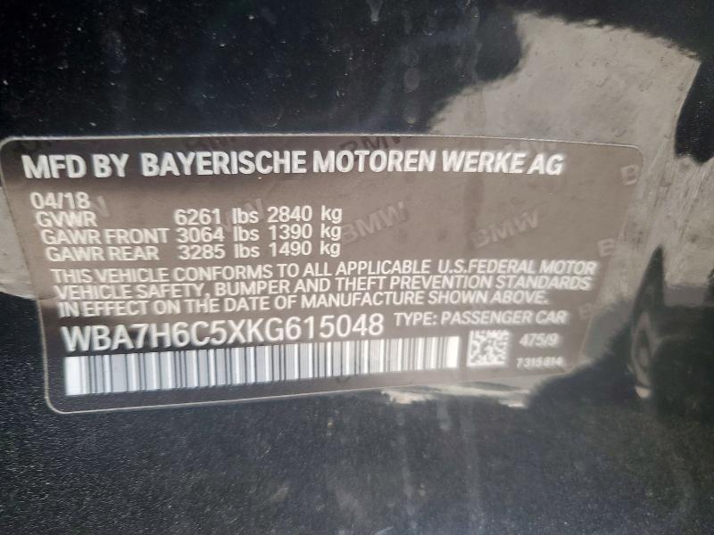 Aukcja sprzedaży 2019 Bmw M760, vin: WBA7H6C5XKG615048, numer aukcji: 51567686