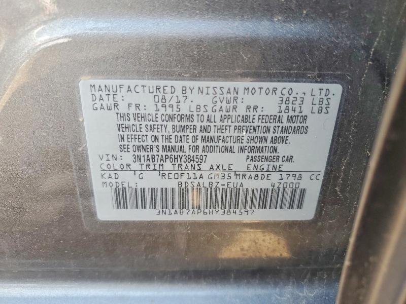 Aukcja sprzedaży 2017 Nissan Sentra, vin: 3N1AB7AP6HY384597, numer aukcji: 50054946