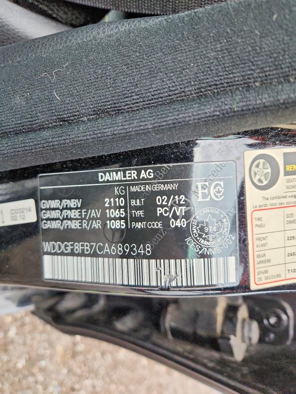 Продажа на аукционе авто 2012 Mercedes-benz C, vin: WDDGF8FB7CA689348, номер лота: 50506436