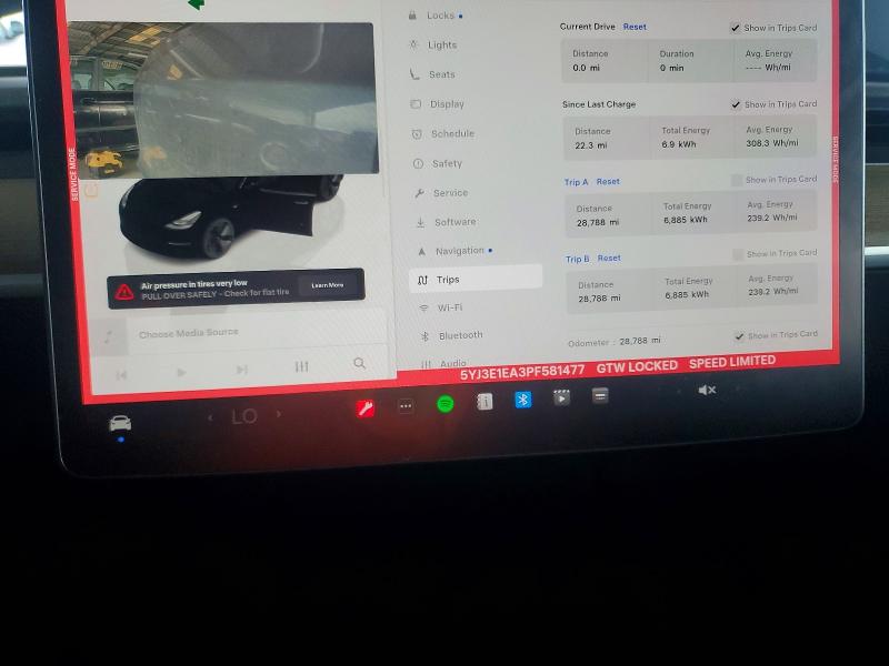 2023 Tesla Model 3 მანქანა იყიდება აუქციონზე, vin: 5YJ3E1EA3PF581477, აუქციონის ნომერი: 49315396