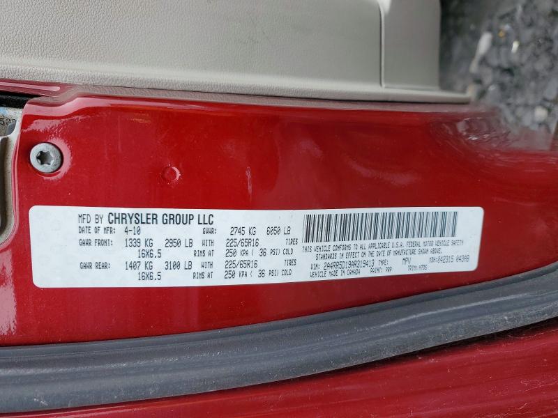 48752906 :رقم المزاد ، 2A4RR5D19AR319413 vin ، 2010 Chrysler Town & Country مزاد بيع