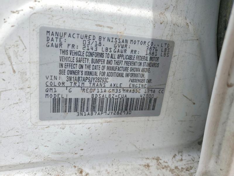 Продажа на аукционе авто 2018 Nissan Sentra, vin: 3N1AB7AP9JY282930, номер лота: 50338846