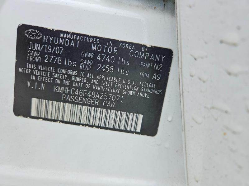 51321096 :رقم المزاد ، KMHFC46F48A257071 vin ، 2008 Hyundai Azera مزاد بيع