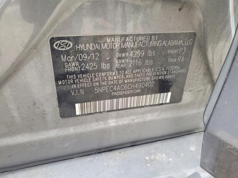 Aukcja sprzedaży 2012 Hyundai Sonata, vin: 5NPEC4AC6CH490402, numer aukcji: 47728366