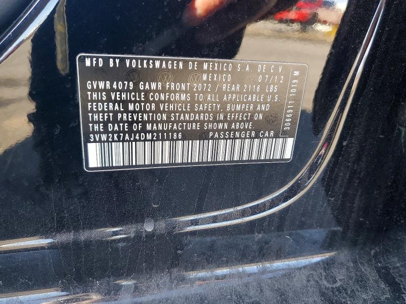 Продажа на аукционе авто 2013 Volkswagen Jetta, vin: 3VW2K7AJ4DM211186, номер лота: 50971106