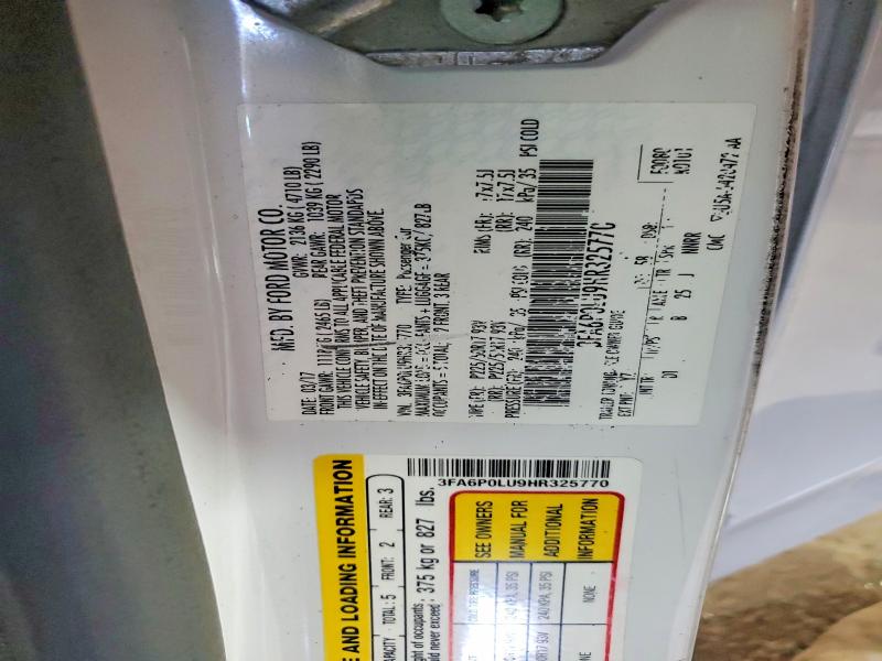 50453366 :رقم المزاد ، 3FA6P0LU9HR325770 vin ، 2017 Ford Fusion مزاد بيع