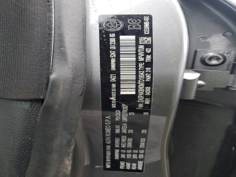 50119736 :رقم المزاد ، ZASPAKBN0M7D18043 vin ، 2021 Alfa Romeo Stelvio مزاد بيع