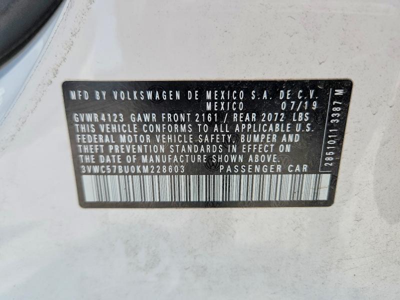 Продажа на аукционе авто 2019 Volkswagen Jetta, vin: 3VWC57BU0KM228603, номер лота: 50890526