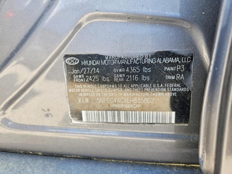 2014 Hyundai Sonata მანქანა იყიდება აუქციონზე, vin: 5NPEC4ACXEH885802, აუქციონის ნომერი: 48462056