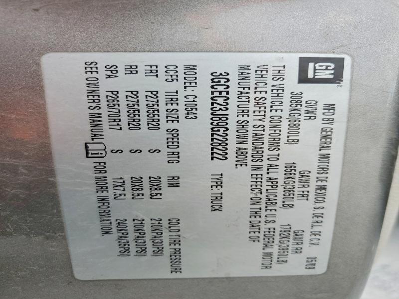 Продаж на аукціоні авто 2009 Chevrolet Silverado, vin: 3GCEC23J89G228222, номер лоту: 51761516