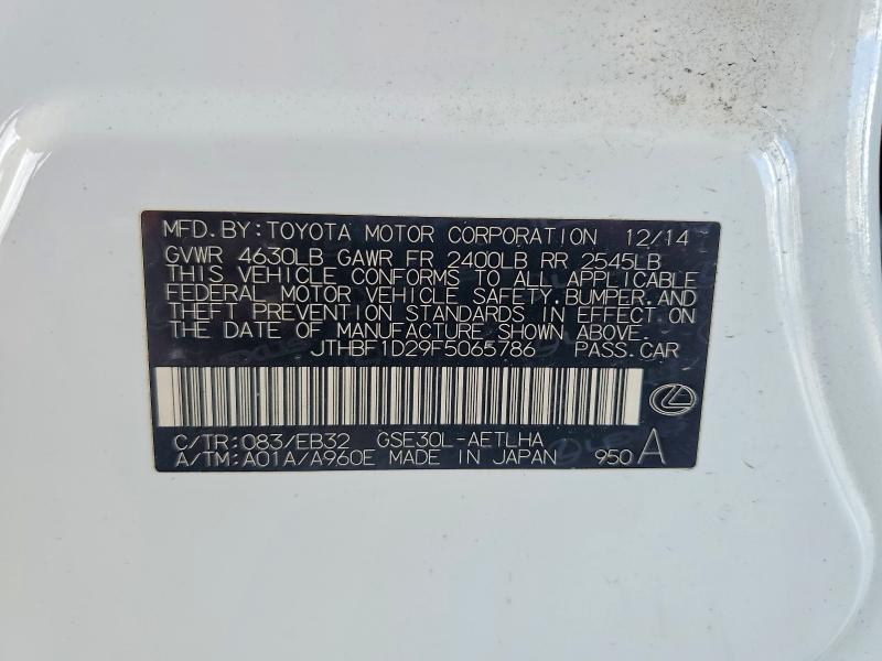 51029416 :رقم المزاد ، JTHBF1D29F5065786 vin ، 2015 Lexus Is مزاد بيع