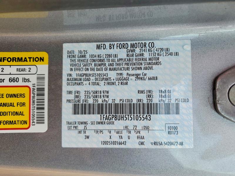Продаж на аукціоні авто 2026 Ford Mustang, vin: 1FAGP8UH5T5105543, номер лоту: 50683626