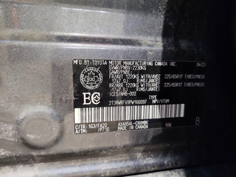 2023 Toyota Rav4 Hybrid მანქანა იყიდება აუქციონზე, vin: 2T3RWRFV9PW166097, აუქციონის ნომერი: 49214046
