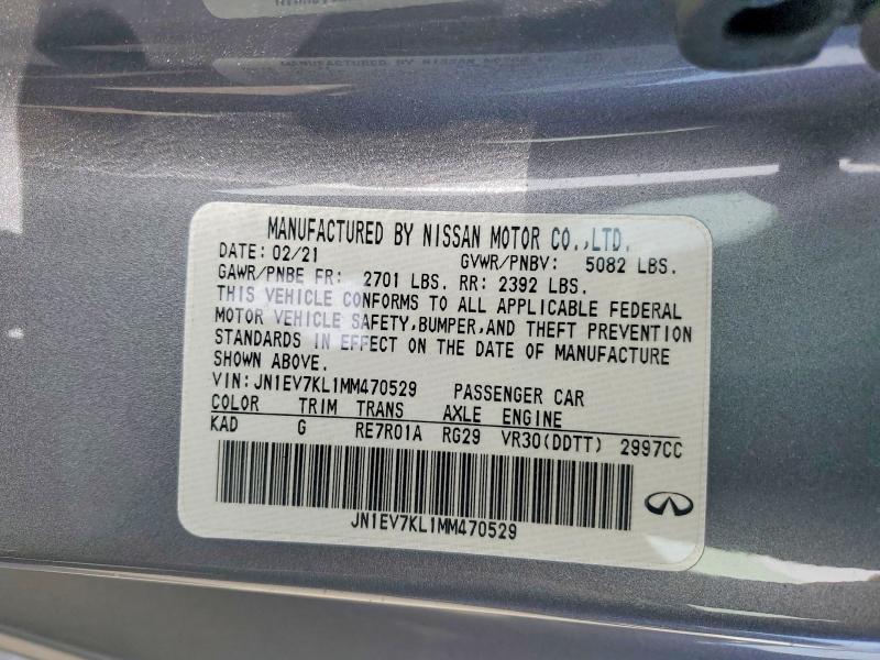 Aukcja sprzedaży 2021 Infiniti Q60, vin: JN1EV7KL1MM470529, numer aukcji: 51516956
