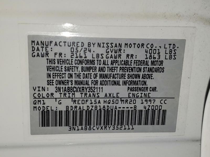 2024 Nissan Sentra მანქანა იყიდება აუქციონზე, vin: 3N1AB8CVXRY352111, აუქციონის ნომერი: 49922946