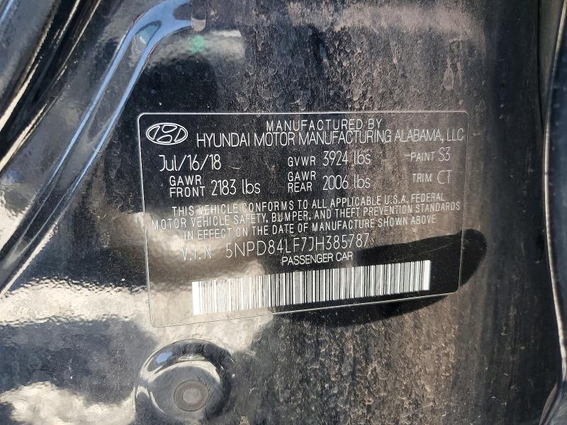 2018 Hyundai Elantra მანქანა იყიდება აუქციონზე, vin: 5NPD84LF7JH385787, აუქციონის ნომერი: 49279916