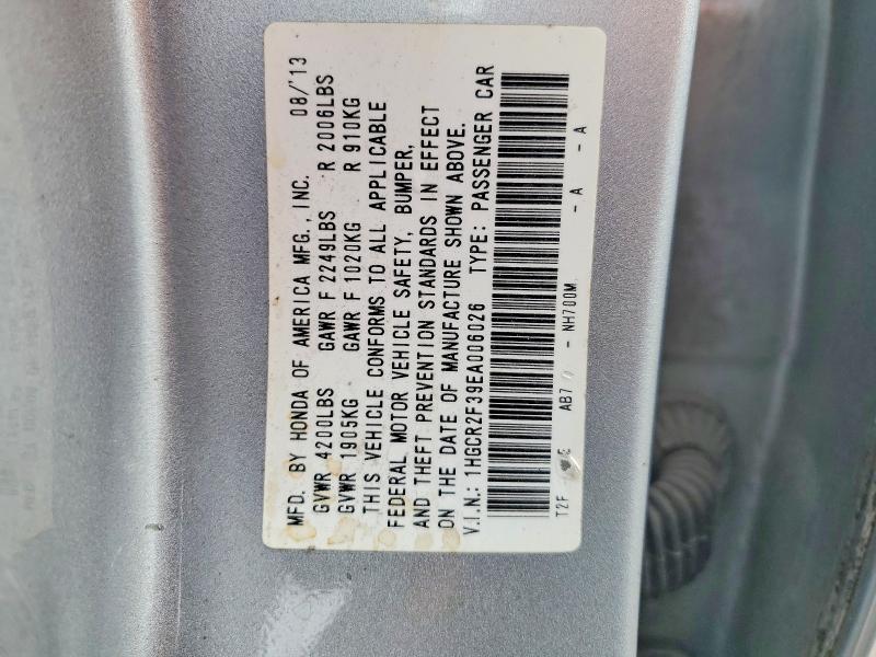 Продажа на аукционе авто 2014 Honda Accord, vin: 1HGCR2F39EA006026, номер лота: 46777006