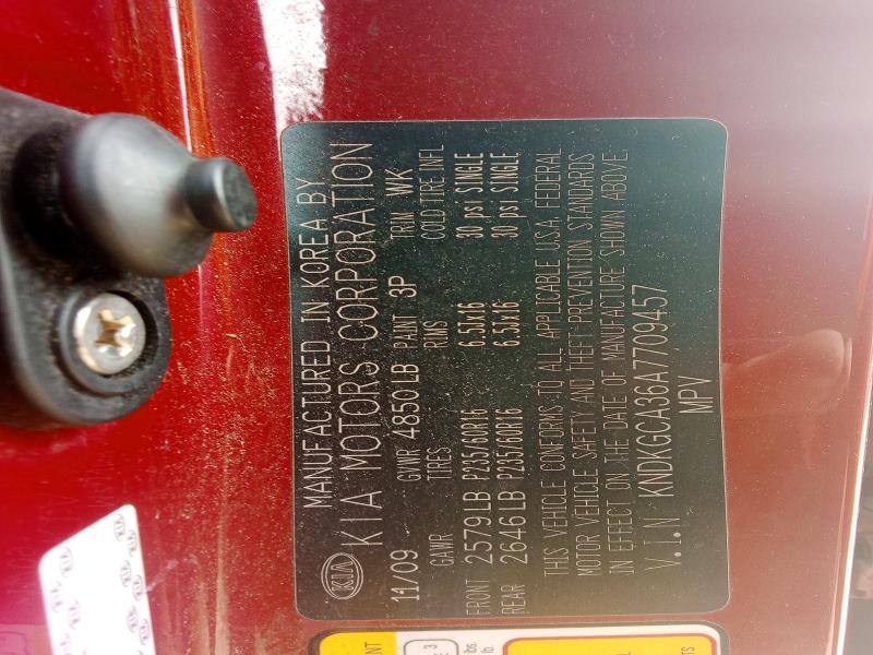 2010 Kia Sportage მანქანა იყიდება აუქციონზე, vin: KNDKGCA36A7709457, აუქციონის ნომერი: 50858076