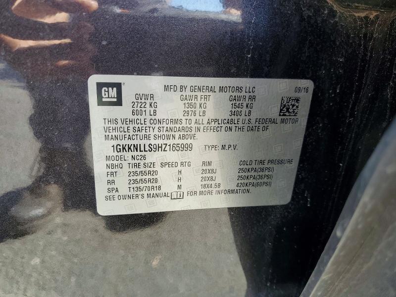Aukcja sprzedaży 2017 Gmc Acadia, vin: 1GKKNLLS9HZ165999, numer aukcji: 51662326
