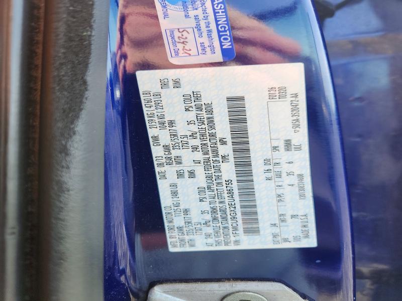 50599466 :رقم المزاد ، 1FMCU9GX2EUA86755 vin ، 2014 Ford Escape مزاد بيع